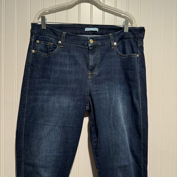 7 For All Mankind Kimmie Straight Leg Jeans Indigo Size 33 - Picture 3 of 7